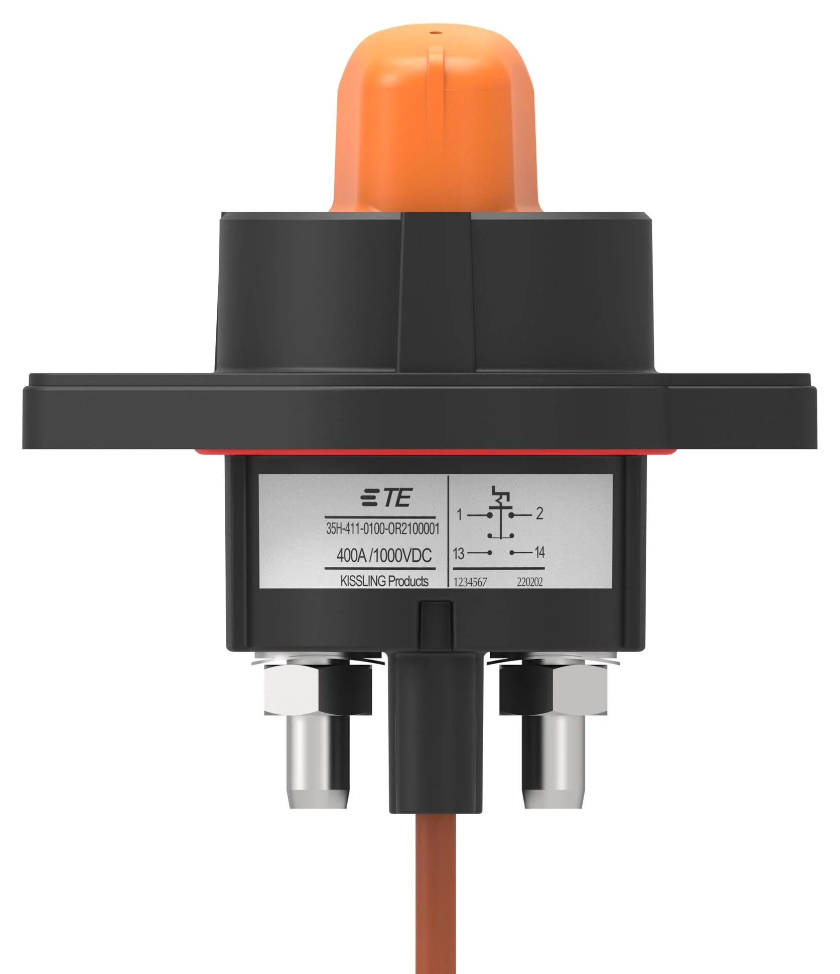 KISSLING - TE CONNECTIVITY 35H-411-0100-OR2100001 Battery Disconnector Switch, Manual, Removable, Orange, Lever, 1 Poles, 400 A, 1 kVDC, Flange - Image 5
