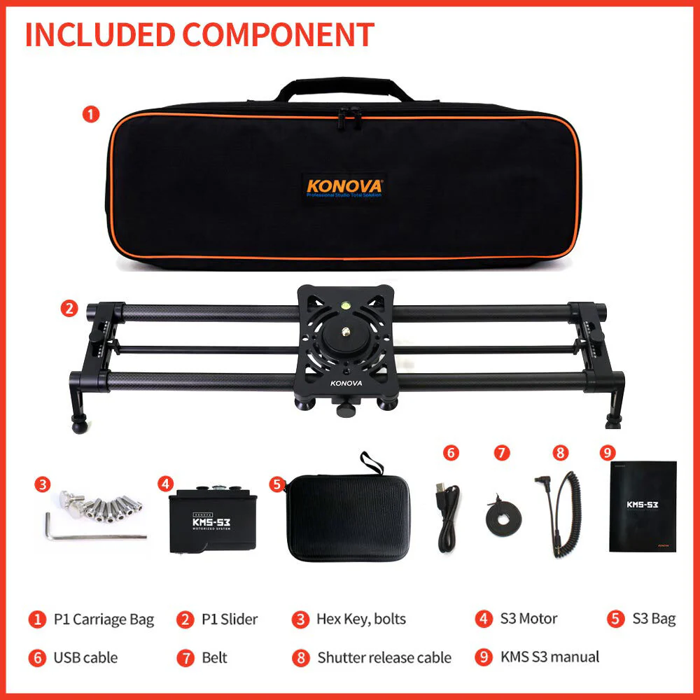 Konova P1 Carbon Slider with KMS-S3 Wireless Motorized System (31.5") - Image 2