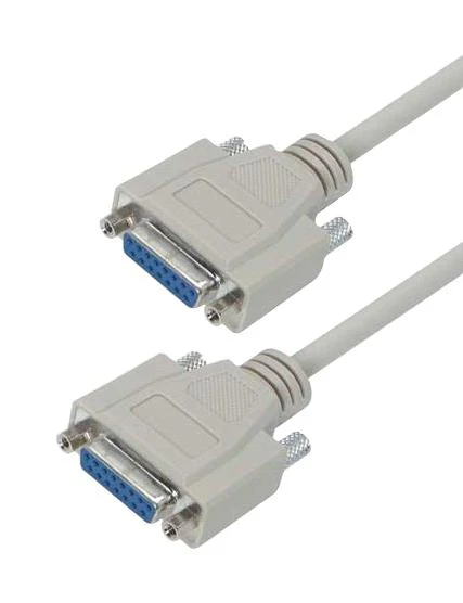 L-COM CSMN15FF-2.5 Computer Cable, D Subminiature Socket, 15 Way, D Subminiature Socket, 15 Way, 2.5 ft, 762 mm