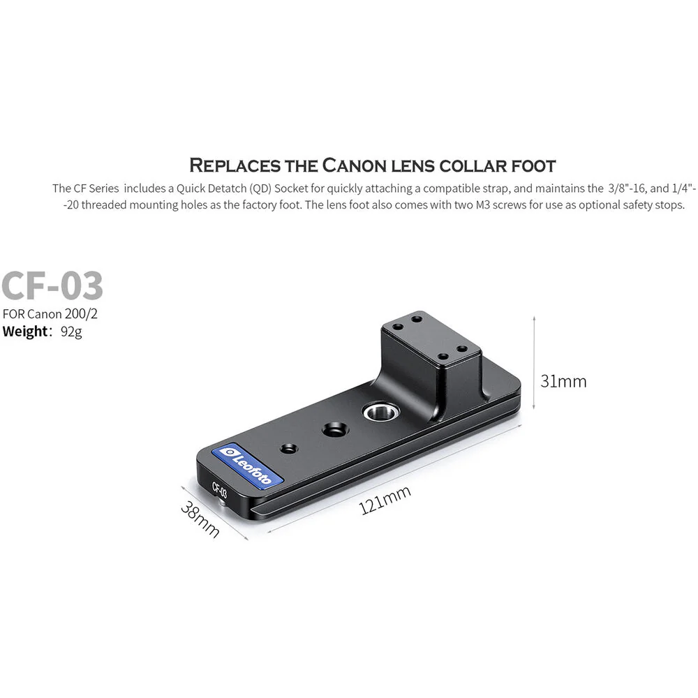 Leofoto CF-03 Replacement Lens Collar Foot for Select Canon Lenses - Image 3