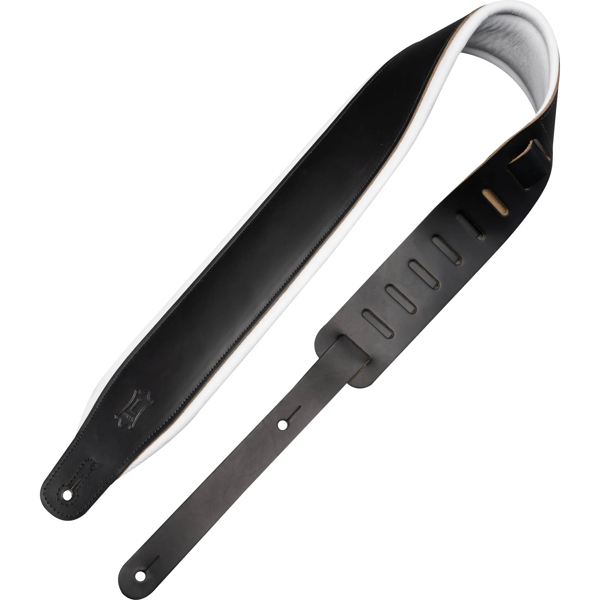 Levy's Amped Leather Series Guitar Strap (Black/White)