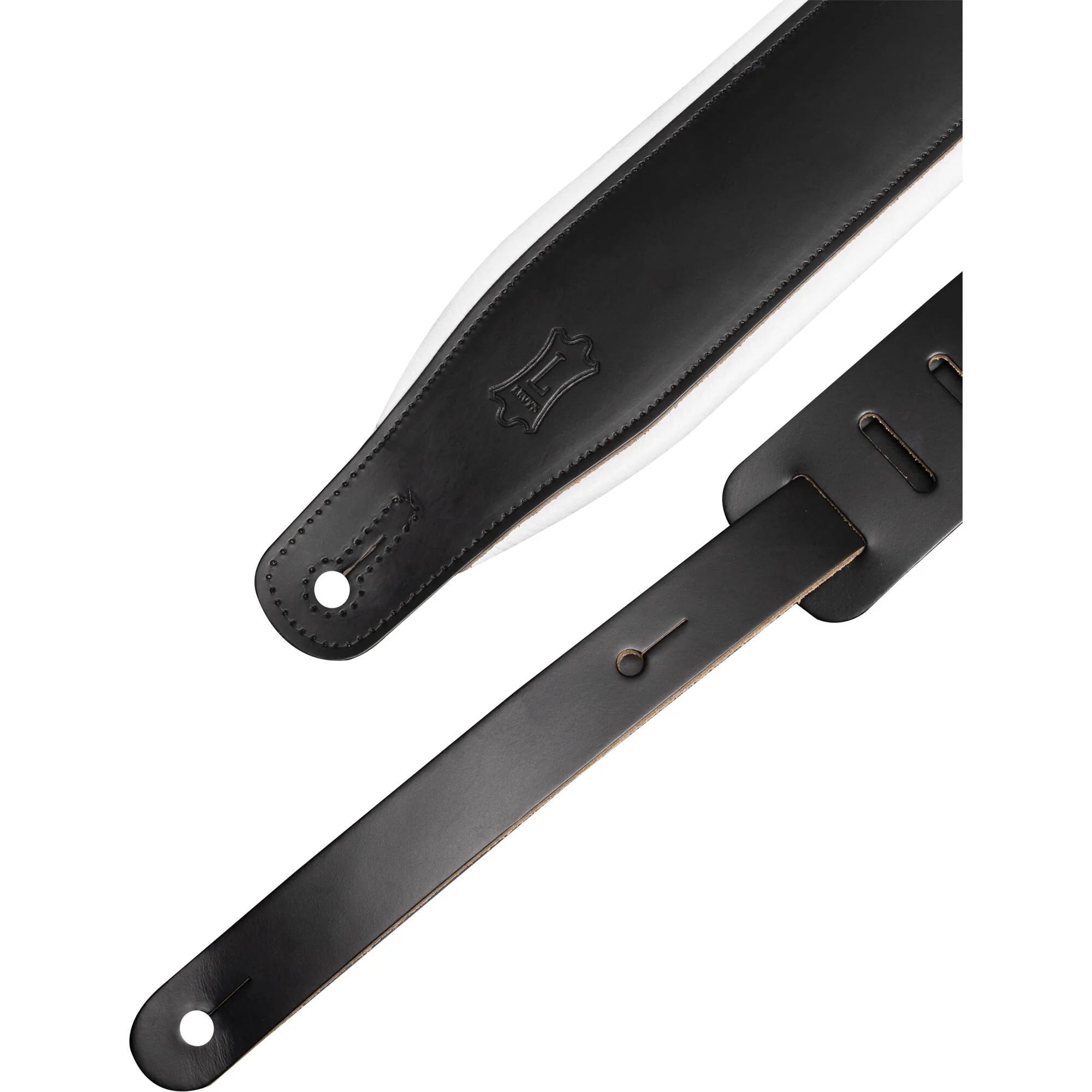 Levy's Amped Leather Series Guitar Strap (Black/White) - Image 2