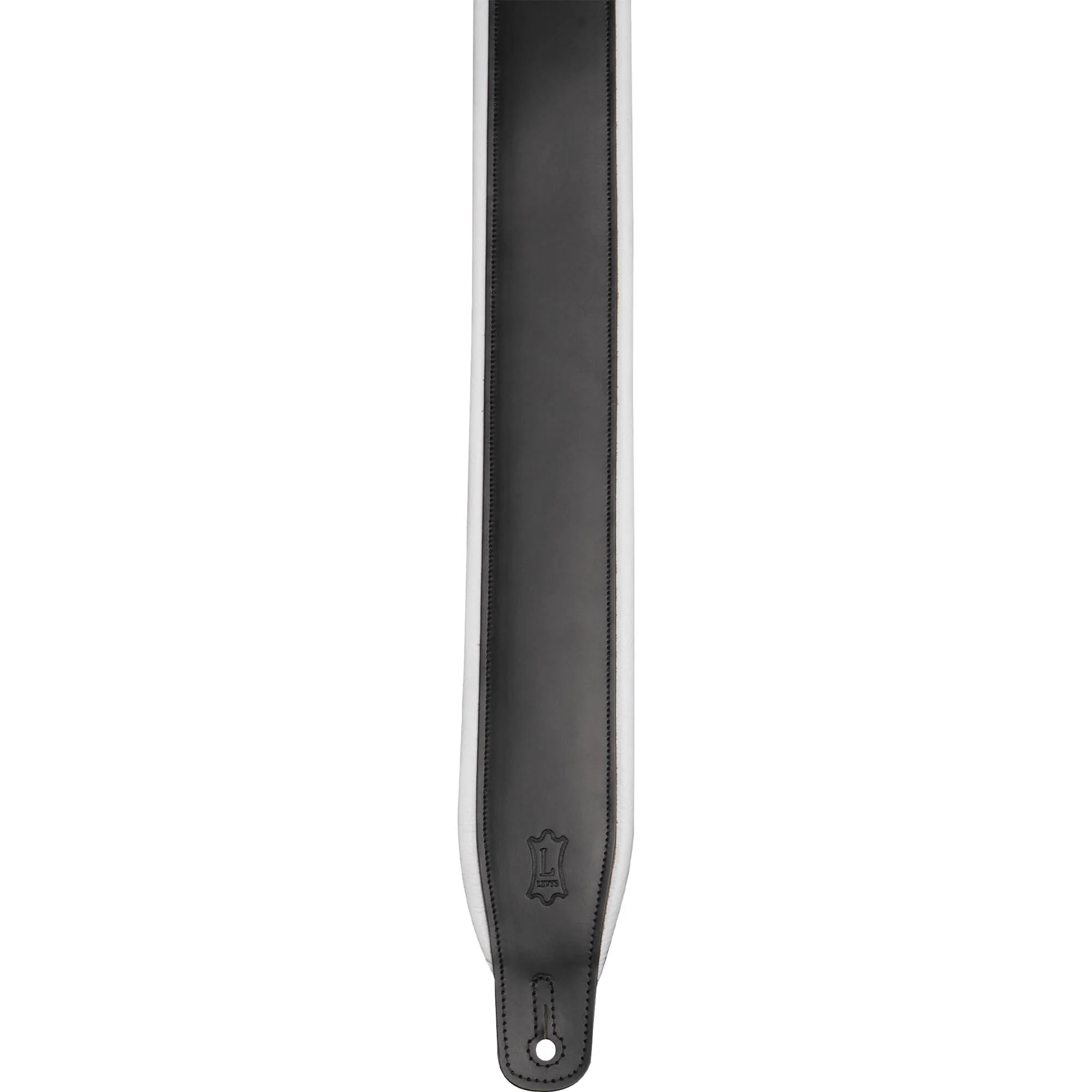 Levy's Amped Leather Series Guitar Strap (Black/White) - Image 3