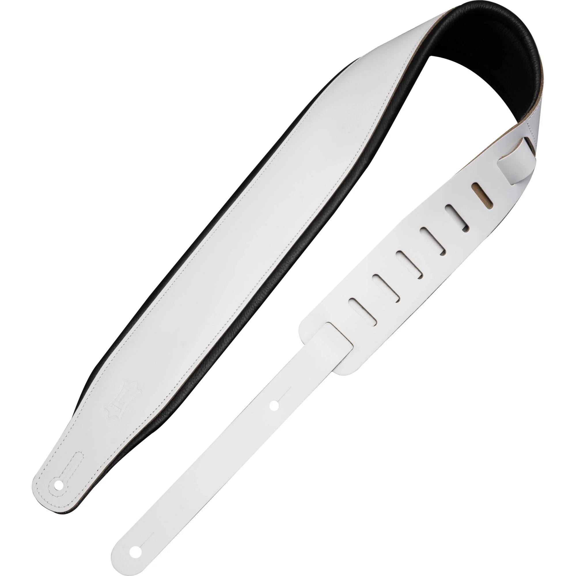 Levy's Amped Leather Series Guitar Strap (White/Black)