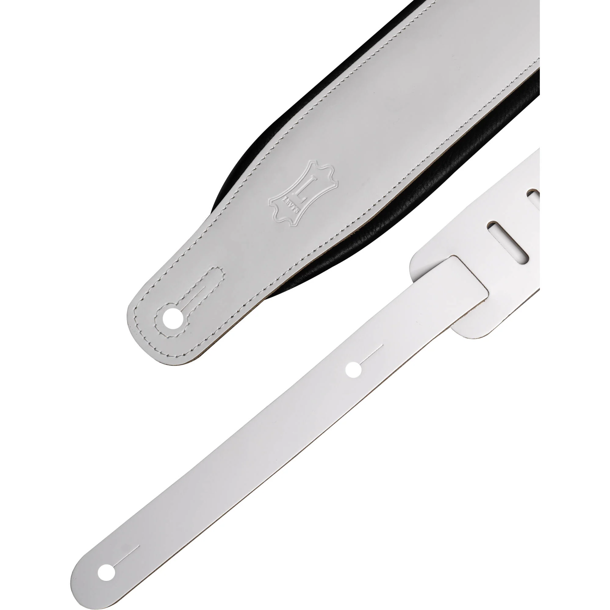 Levy's Amped Leather Series Guitar Strap (White/Black) - Image 2