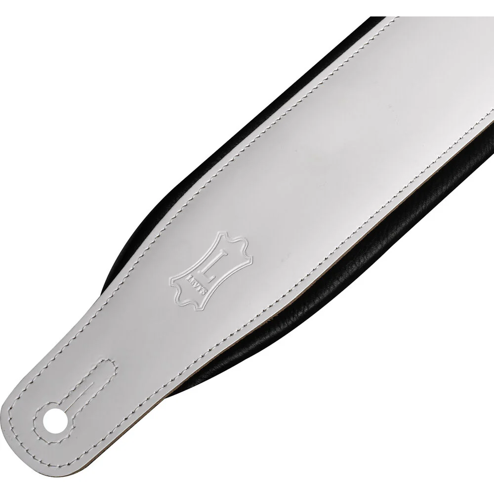 Levy's Amped Leather Series Guitar Strap (White/Black) - Image 5