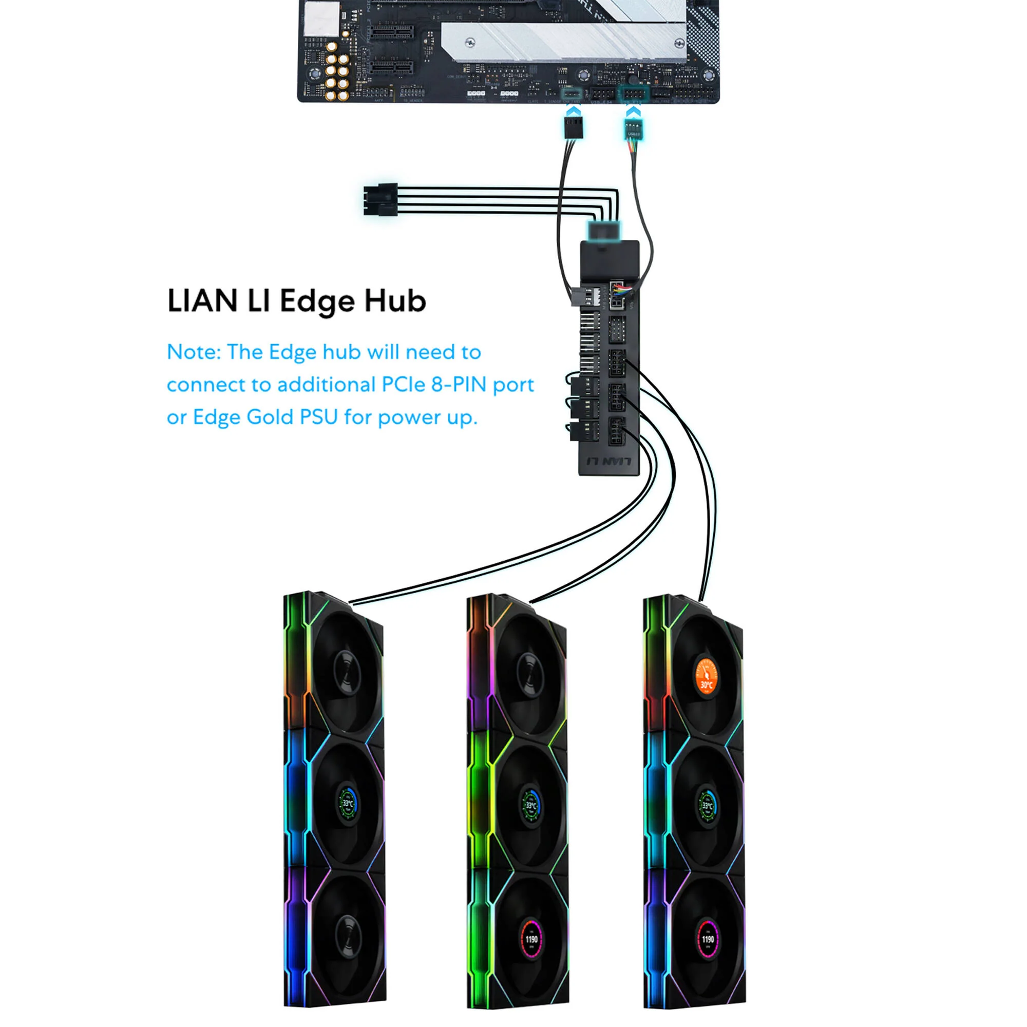 Lian Li 120mm UNI FAN TL Wireless RGB Case Fan (Black, 3-Pack) - Image 4