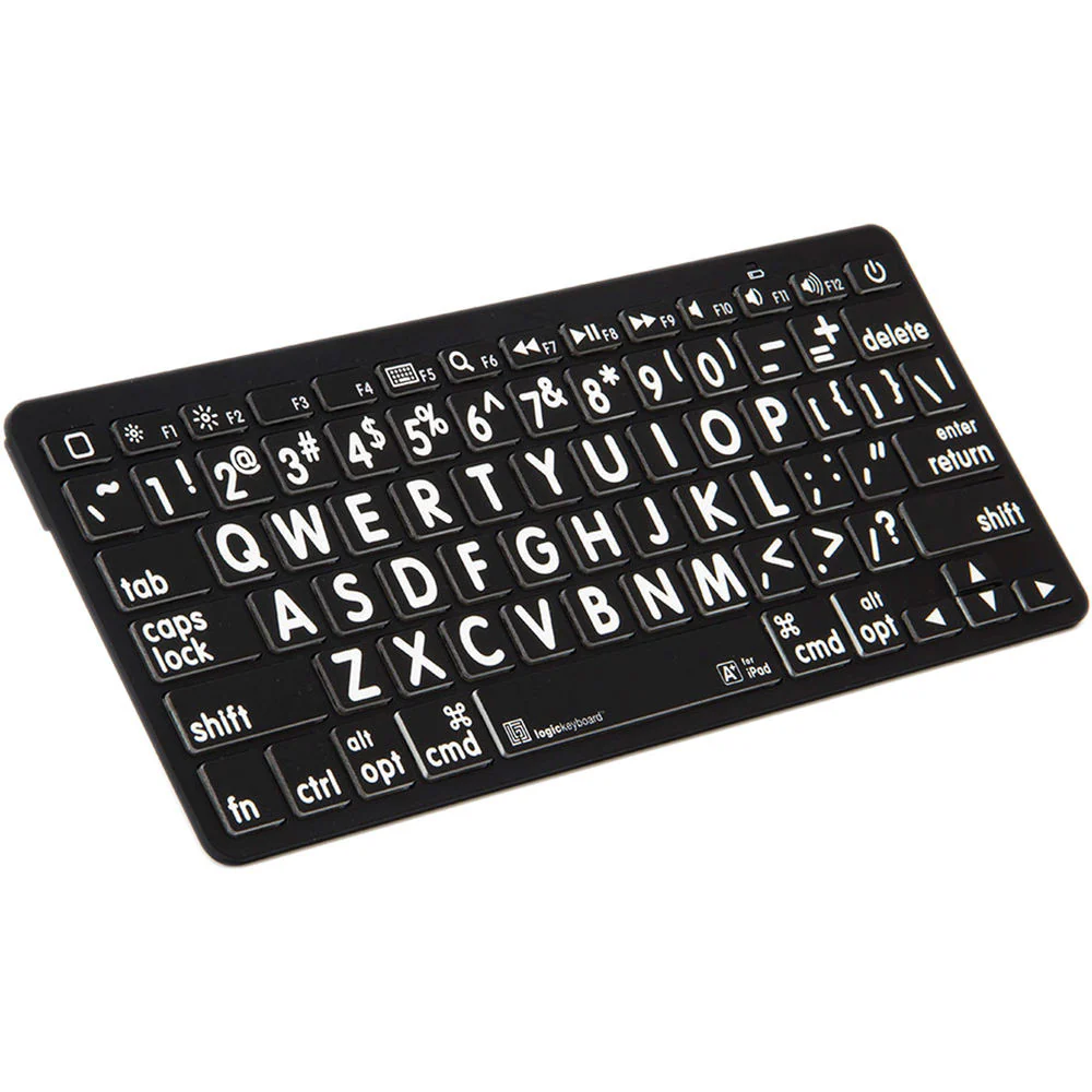 LogicKeyboard XL Print American English Bluetooth 3.0 Mini Keyboard (White on Black) - Image 2