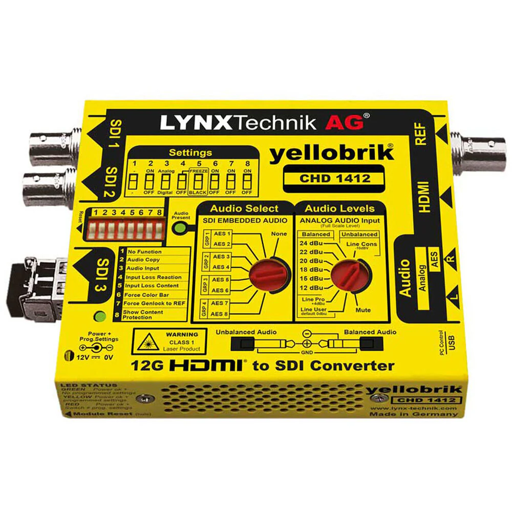 Lynx Technik AG yellobrik CHD 1412 UHD 4K HDMI to 12G-SDI Converter with Frame Synchronizer & Audio Embedder - Image 2