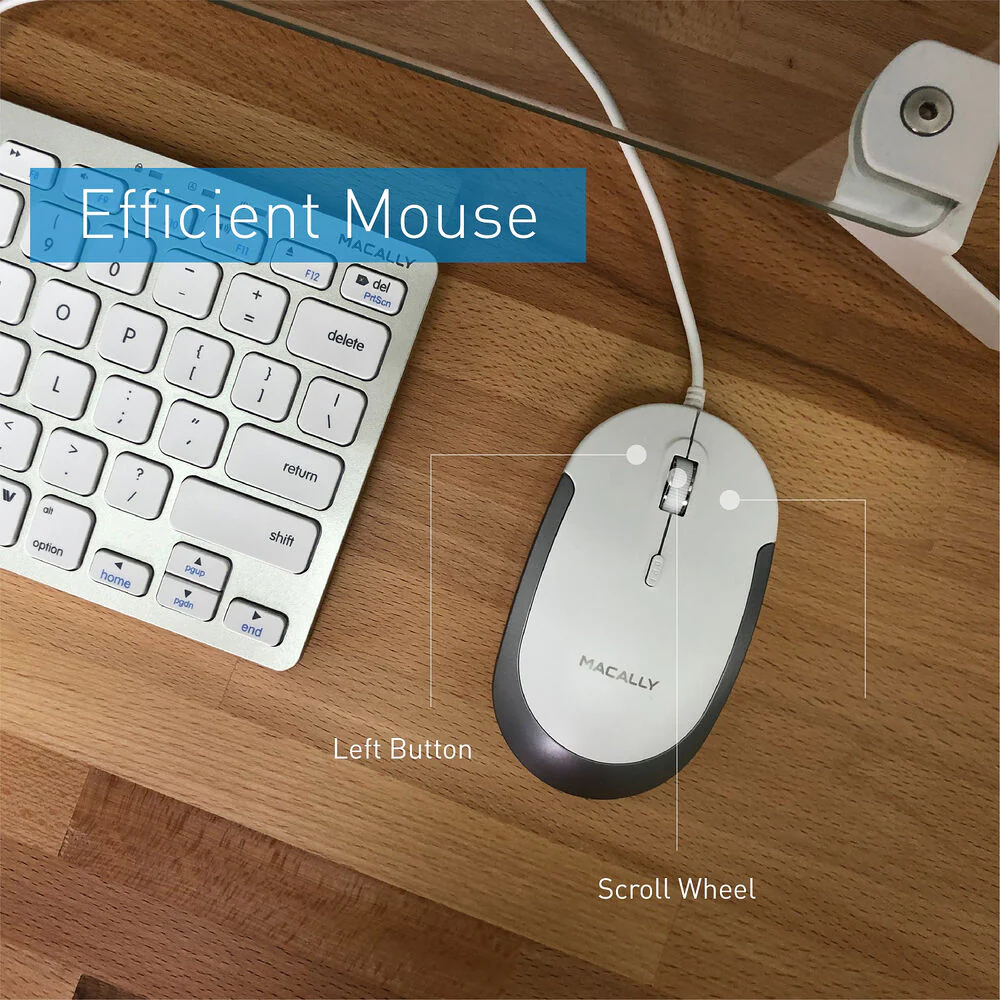 Macally Compact Aluminum USB Keyboard and Quiet Click Mouse Combo Set (White) - Image 6