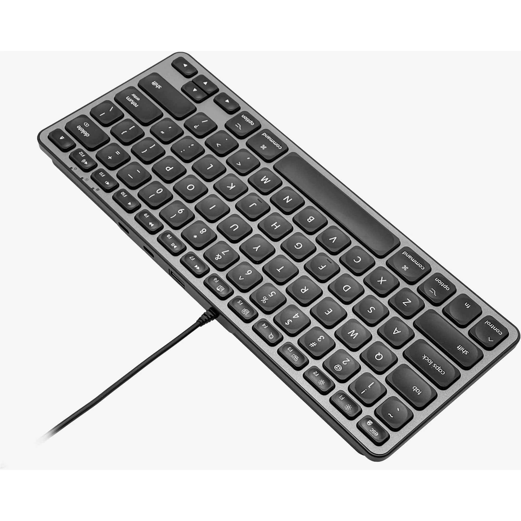 Macally Compact Wired Keyboard with USB-A and USB-C Hub (Space Gray) - Image 2
