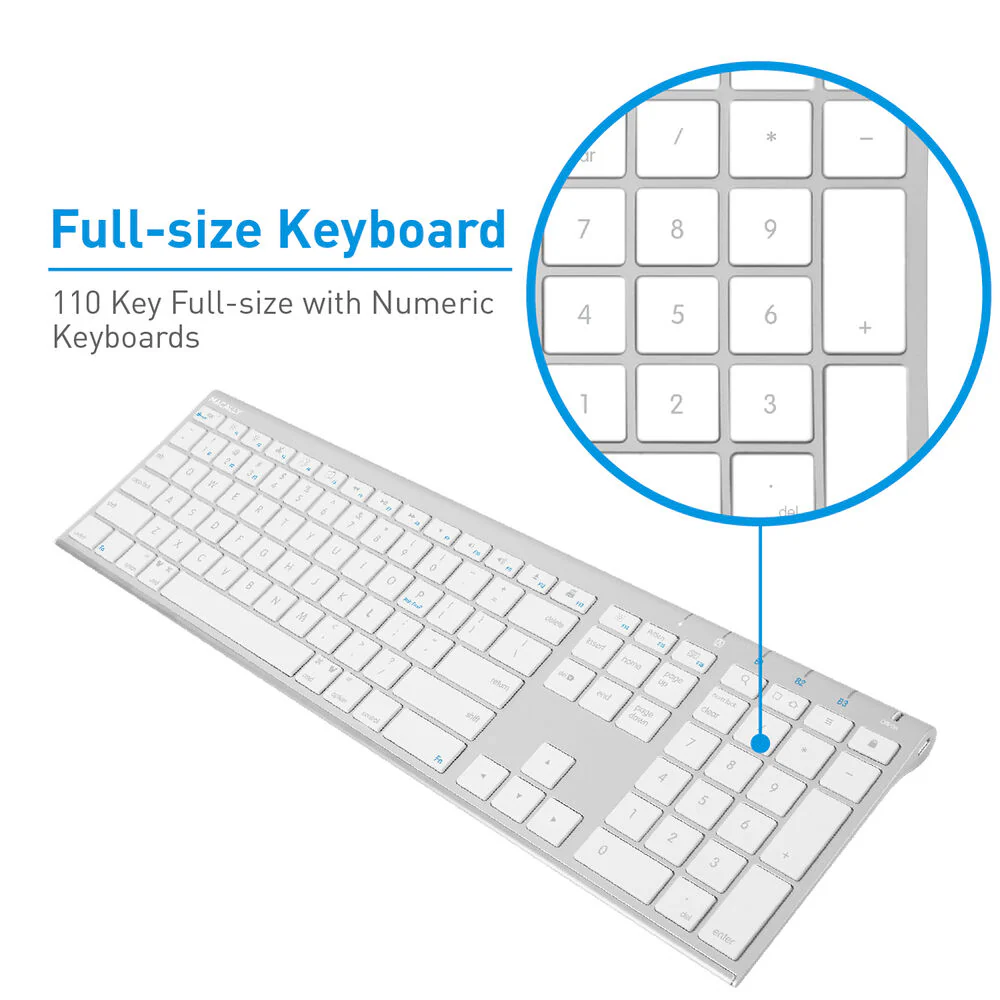 Macally Wireless Bluetooth Keyboard (Aluminum Silver) - Image 2