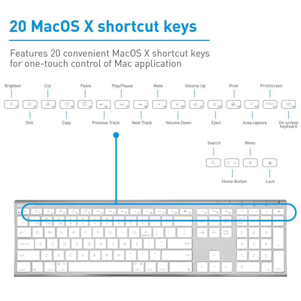 Macally Wireless Bluetooth Keyboard (Aluminum Silver) - Image 5