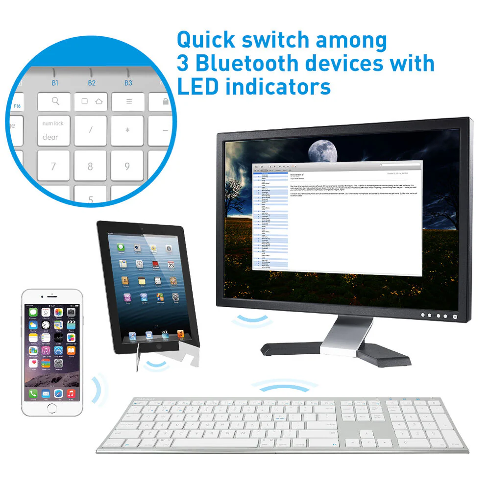 Macally Wireless Bluetooth Keyboard (Aluminum Silver) - Image 6