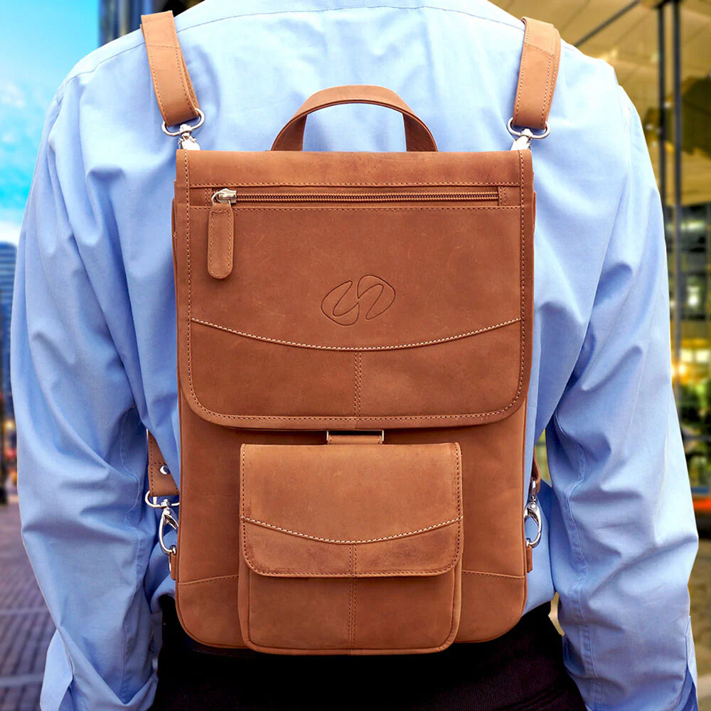 MacCase 16" Premium Leather Macbook Pro Flight Jacket with Backpack (Vintage) - Image 4