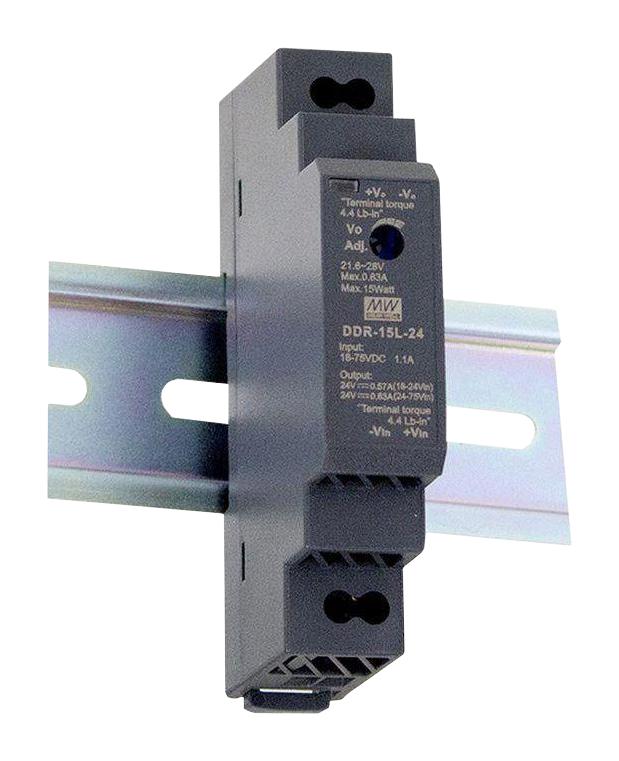 Mean Well DDR-15G-15 Isolated DIN Rail Mount DC/DC Converter Railway 4:1 15 W 1 Output V A