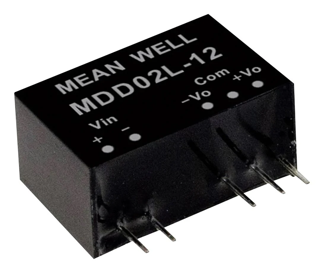 MEAN WELL MDD02M-05N Isolated Through Hole DC/DC Converter, ITE, Industrial & Medical, SIP, 2 W, 2 Output, 5 V