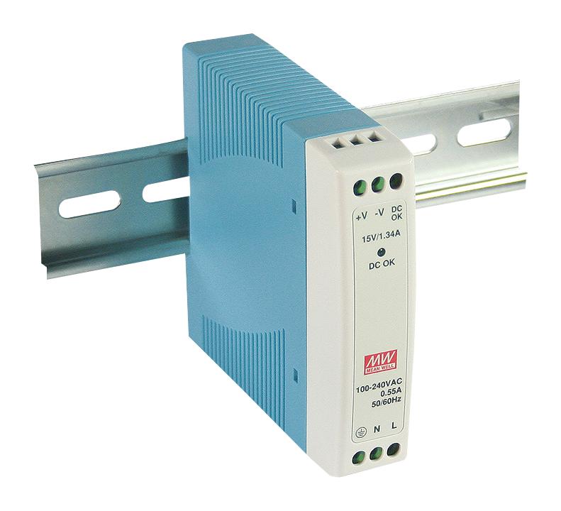 Mean Well MDR-10-12 AC/DC DIN Rail Power Supply (PSU) ITE 1 Output 10 W 12 V 840 mA - Image 2