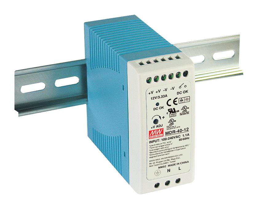 Mean Well MDR-40-12 AC/DC DIN Rail Power Supply (PSU) ITE 1 Output 40 W 12 V 3.33 A - Image 2