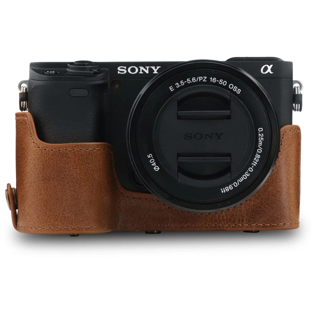 MegaGear Ever Ready Genuine Leather Case for Alpha a6400, a6100 with 16-50mm (Brown) - Image 2