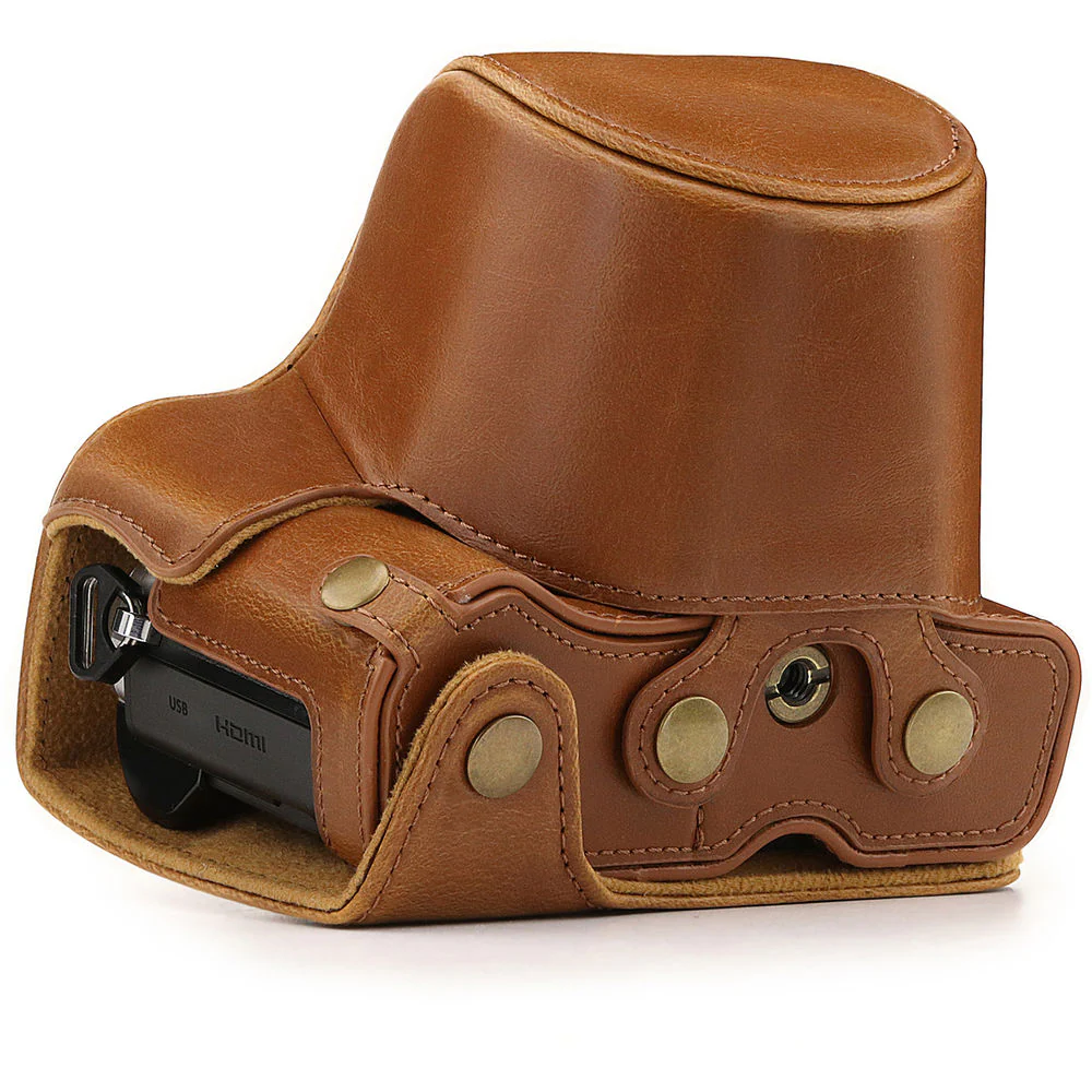 MegaGear Ever Ready Leather Camera Case for Olympus OM-D E-M10 Mark III with 14-42mm Lens (Light Brown) - Image 6