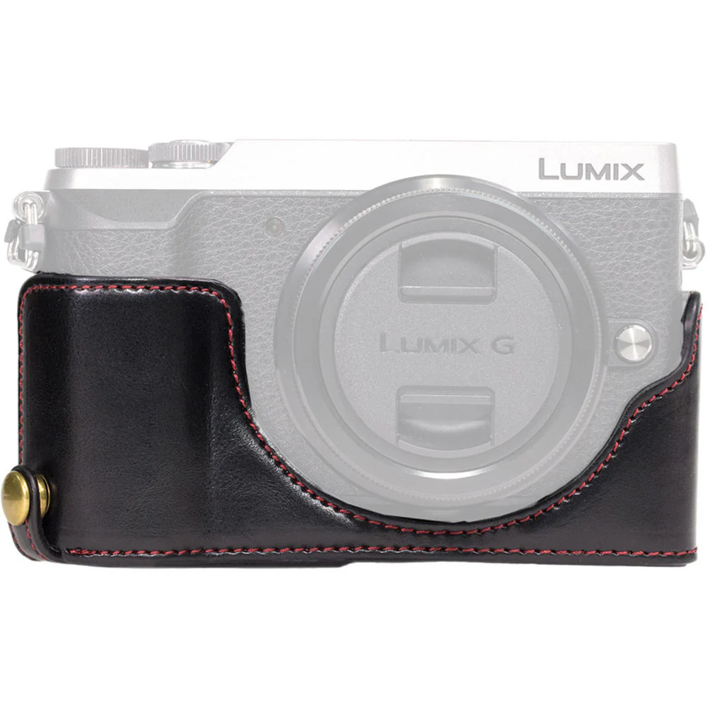 MegaGear Ever Ready Leather Half-Bottom Camera Case for Panasonic LUMIX GX85 (Black) - Image 2
