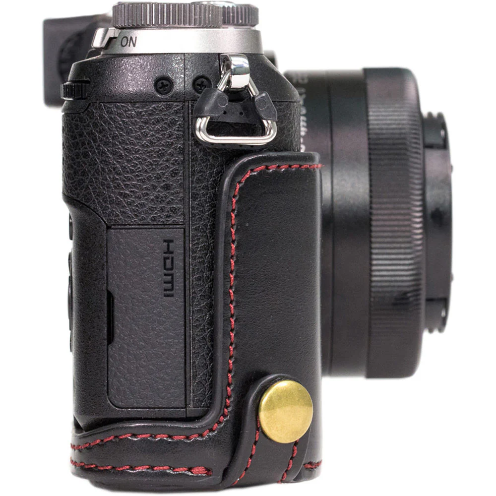 MegaGear Ever Ready Leather Half-Bottom Camera Case for Panasonic LUMIX GX85 (Black) - Image 3