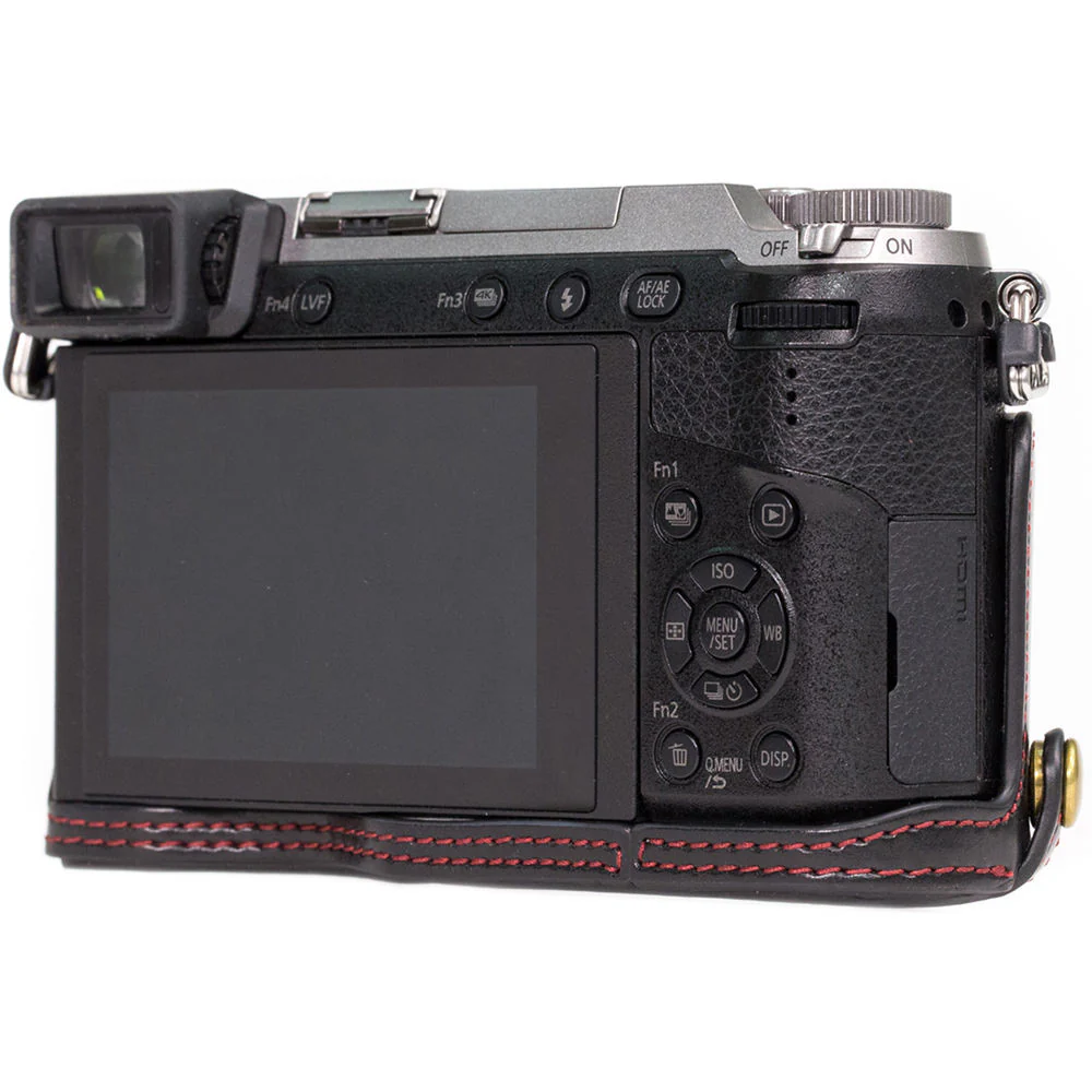 MegaGear Ever Ready Leather Half-Bottom Camera Case for Panasonic LUMIX GX85 (Black) - Image 4