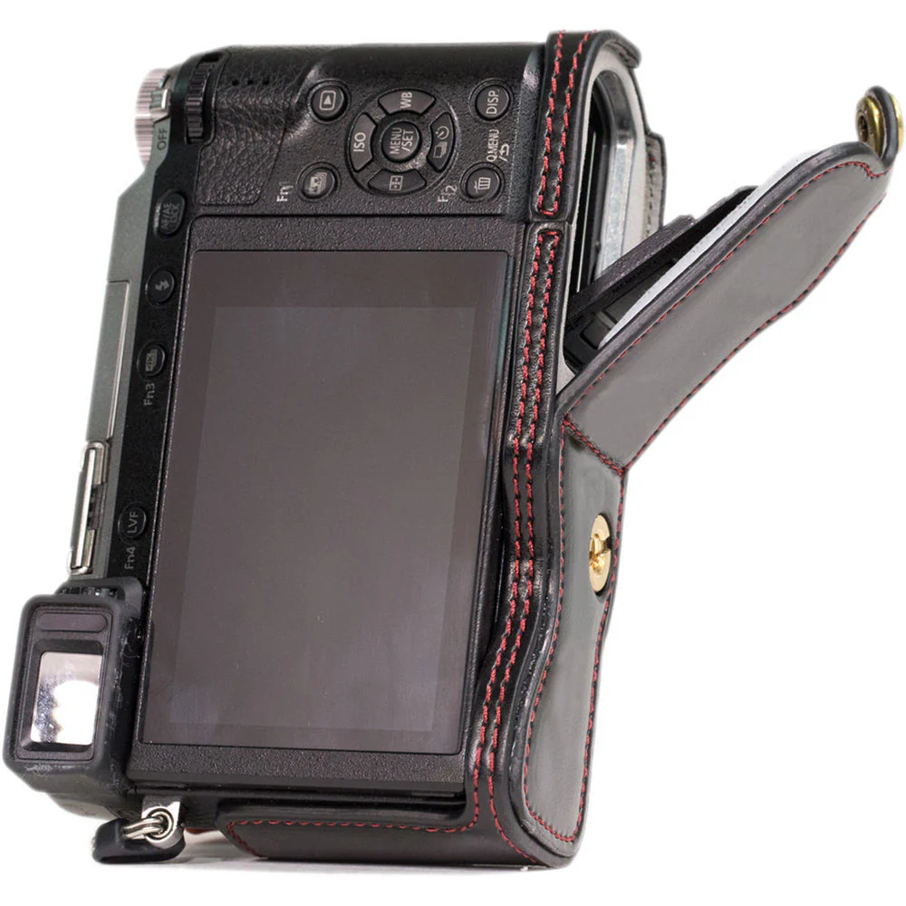 MegaGear Ever Ready Leather Half-Bottom Camera Case for Panasonic LUMIX GX85 (Black) - Image 6