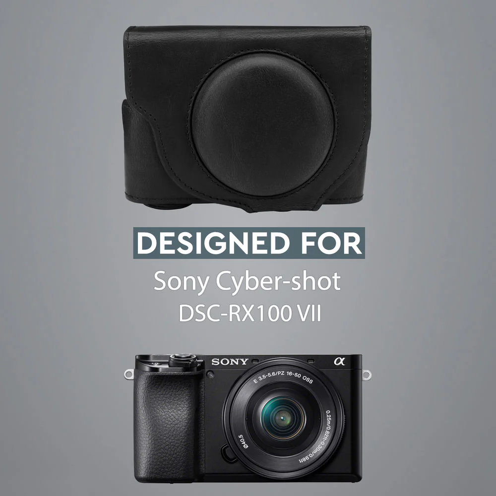 MegaGear Ever Ready PU Leather Camera Case for Sony Cyber-shot DSC-RX100 VII (Black) - Image 7