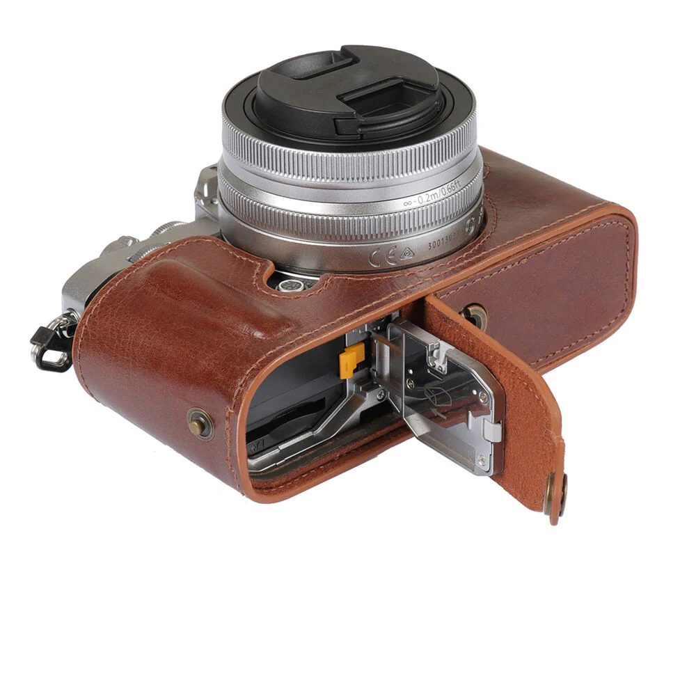 MegaGear Leather Half Case for the Nikon Zfc (Brown) - Image 5