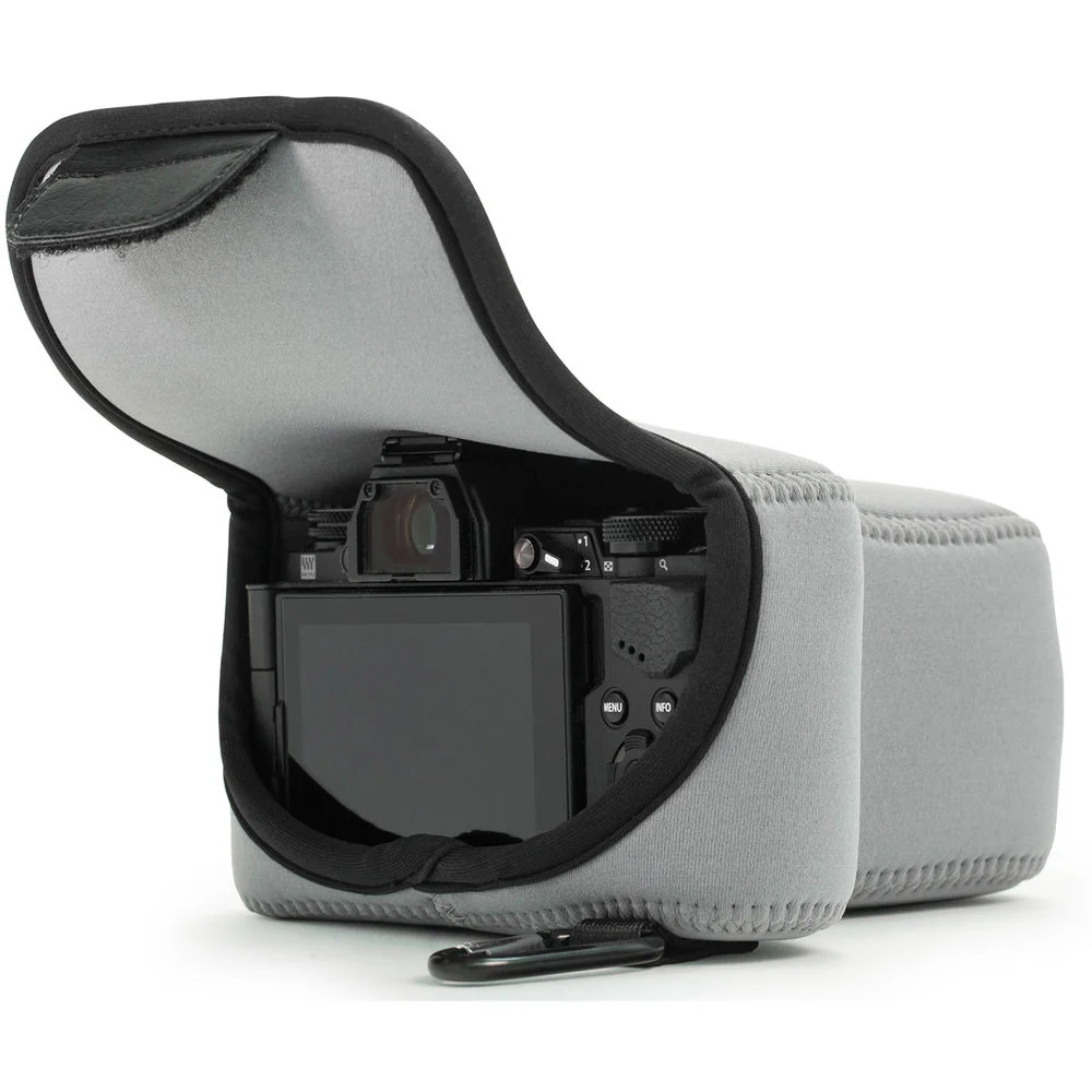 MegaGear Ultra-Light Neoprene Camera Case for Olympus OM-D E-M5 Mark II with Carabiner (Grey) - Image 6