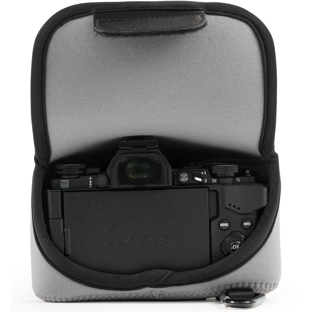 MegaGear Ultra-Light Neoprene Camera Case for Olympus OM-D E-M5 Mark II with Carabiner (Grey) - Image 7