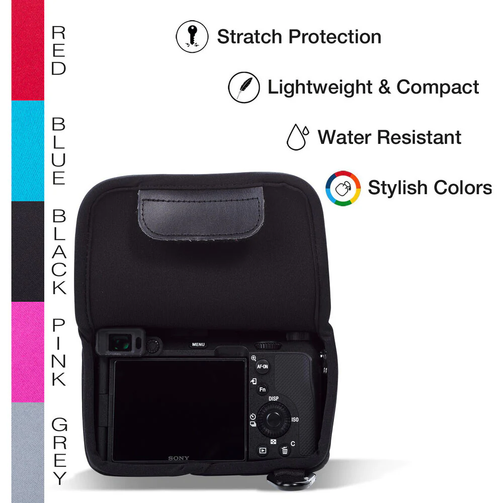MegaGear Ultralight Neoprene Camera Case for Sony a7C with Short Lens (Black) - Image 5