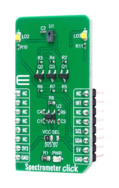 Mikroelektronika MIKROE-4165 MIKROE-4165 Click Board Spectrometer Optical AS7341 Gpio I2C Mikrobus 3.3 V/5 V 42.9 mm x 25.4 - Image 2