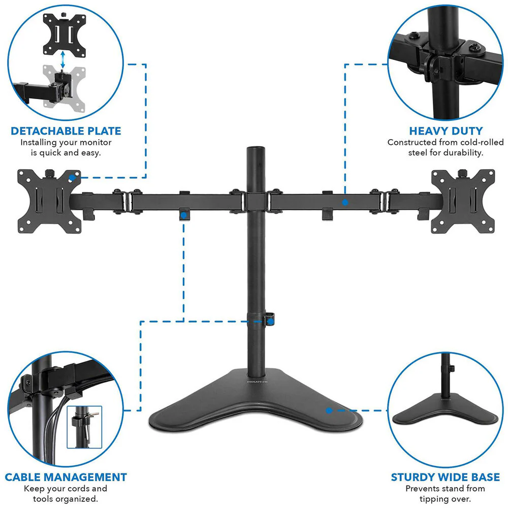 Mount-It! Dual Monitor Desk Stand for 19-32" Monitors - Image 4