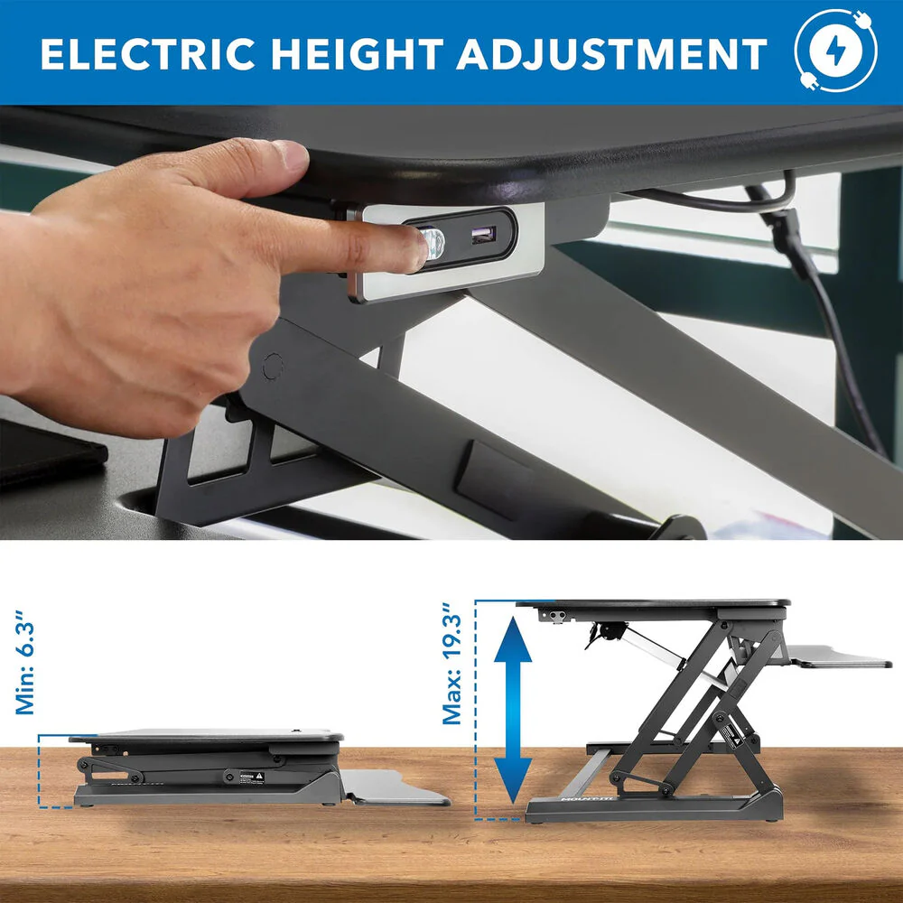 Mount-It! Electric Sit-Stand Desk Converter With Dual Monitor Mount - Image 6