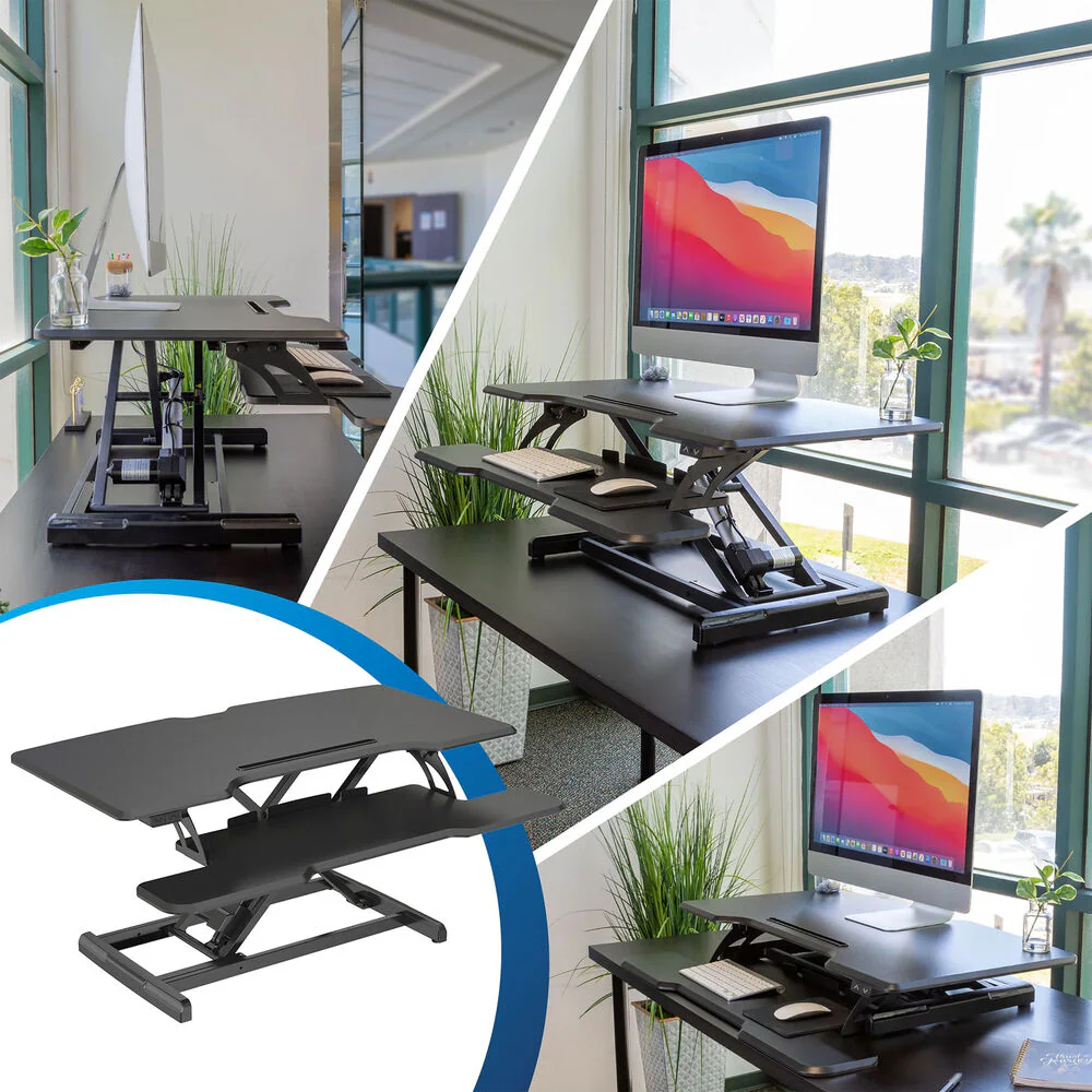 Mount-It! Electric Standing Desk Converter with 38" Desktop (Black) - Image 3