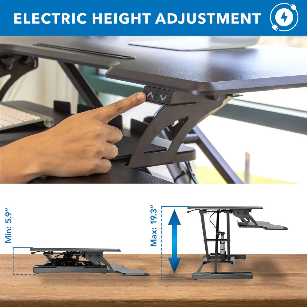 Mount-It! Electric Standing Desk Converter with 38" Desktop (Black) - Image 6