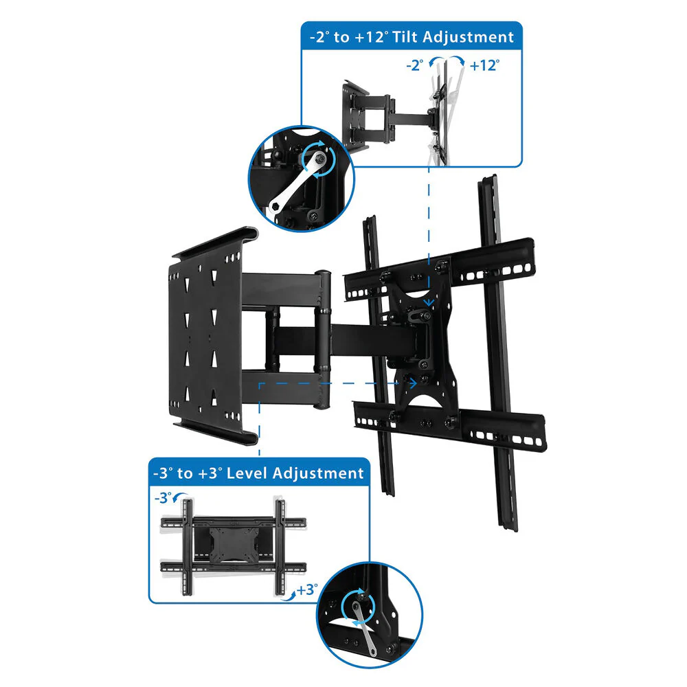 Mount-It! Full Motion TV Wall Mount with Dual Articulating Arms Fits 32-80" TVs Vesa 600x400 Max - Image 4
