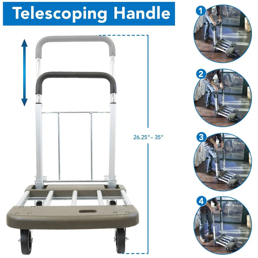 Mount-It! Heavy-Duty Folding Platform Hand Truck with Expandable Base - Image 7