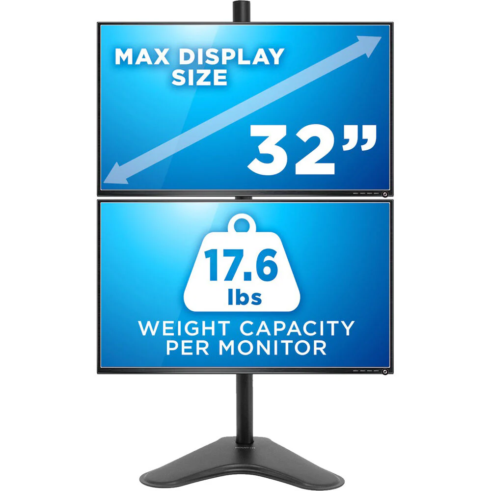Mount-It! MI-1758 Vertical Dual Monitor Stand for 24" to 32" Displays - Image 3
