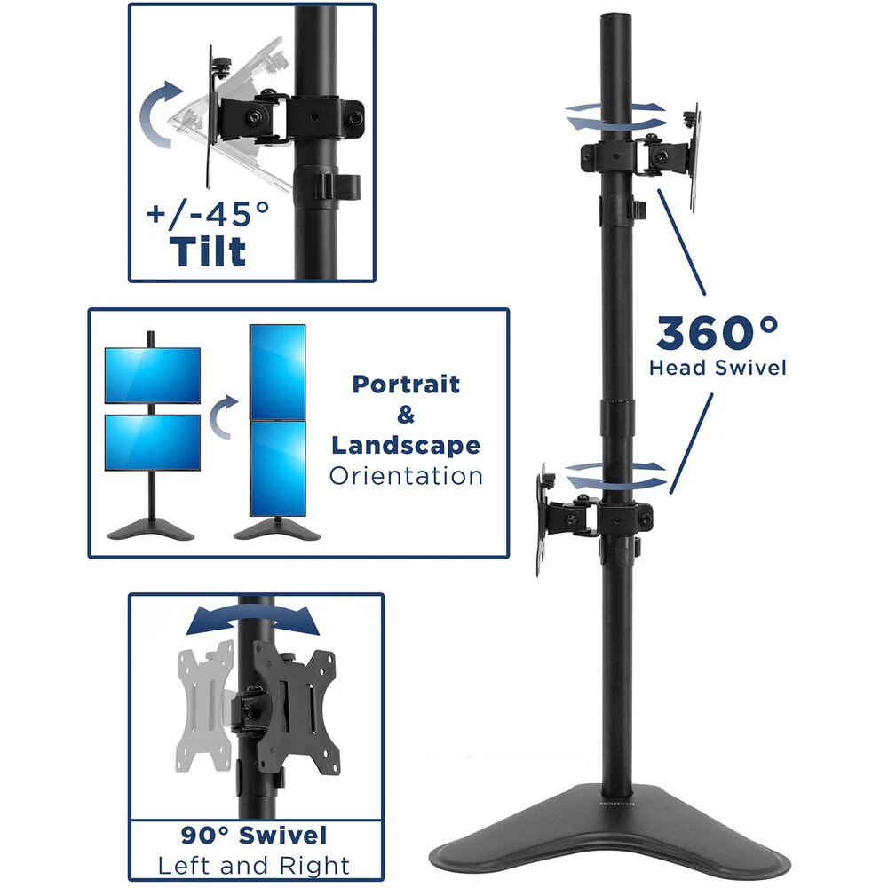 Mount-It! MI-1758 Vertical Dual Monitor Stand for 24" to 32" Displays - Image 5