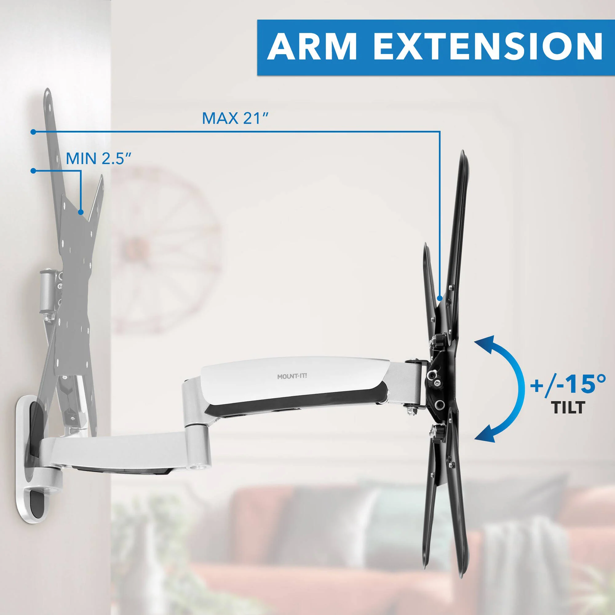 Mount-It! MI-442 Large TV Wall Mount with Gas Spring Arm - Image 5