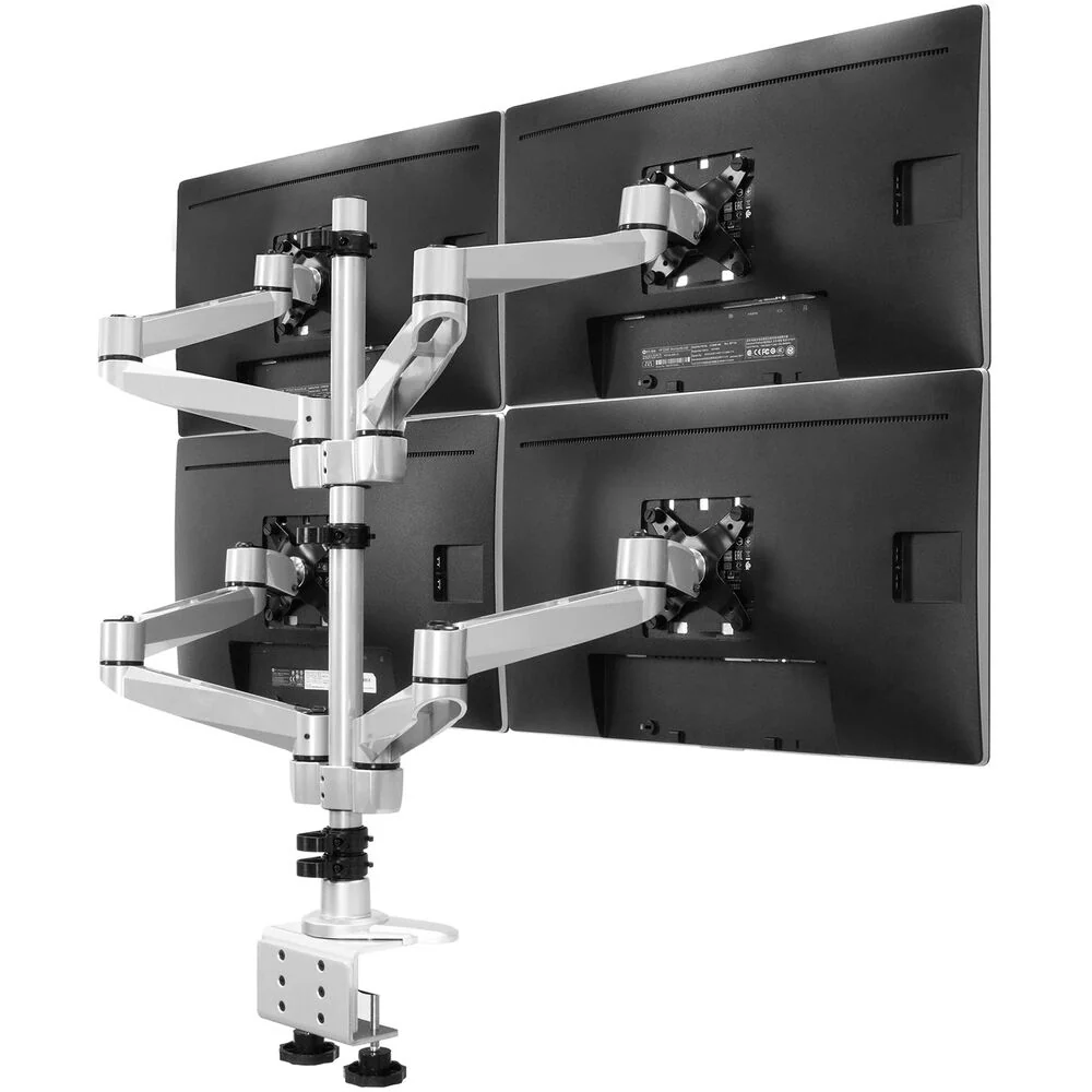 Mount-It! MI-63156 Full-Motion Quad-Monitor Desk Mount with Clamp & Grommet for Up to 27" Displays - Image 2