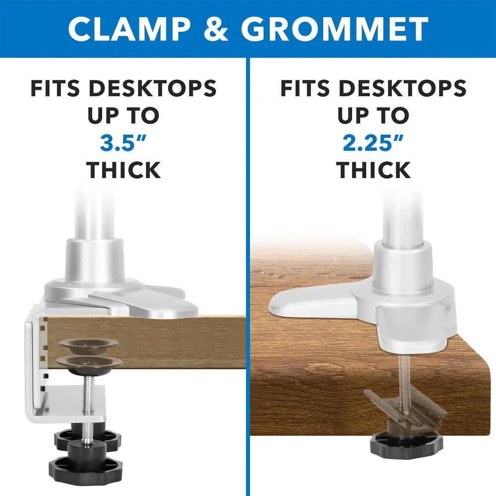 Mount-It! MI-63156 Full-Motion Quad-Monitor Desk Mount with Clamp & Grommet for Up to 27" Displays - Image 5