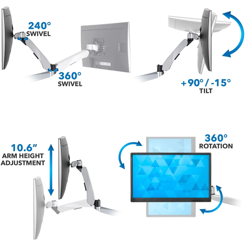 Mount-It! MI-65151 Quad Monitor Desk Mount for Up to 27" Displays - Image 4
