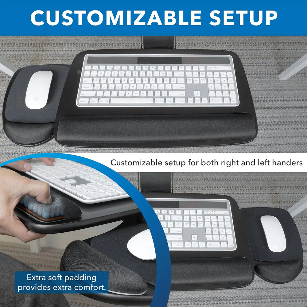 Mount-It! MI-7149 Under Desk Keyboard Platform with Mouse Tray & Wrist Support (Black) - Image 4