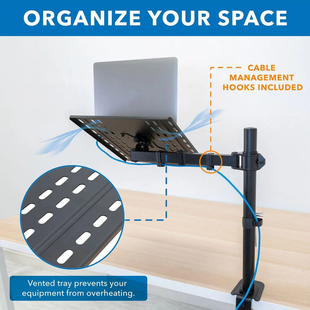 Mount-It! MI-7352LT Full-Motion Laptop Desk Mount with Cooling Tray - Image 5
