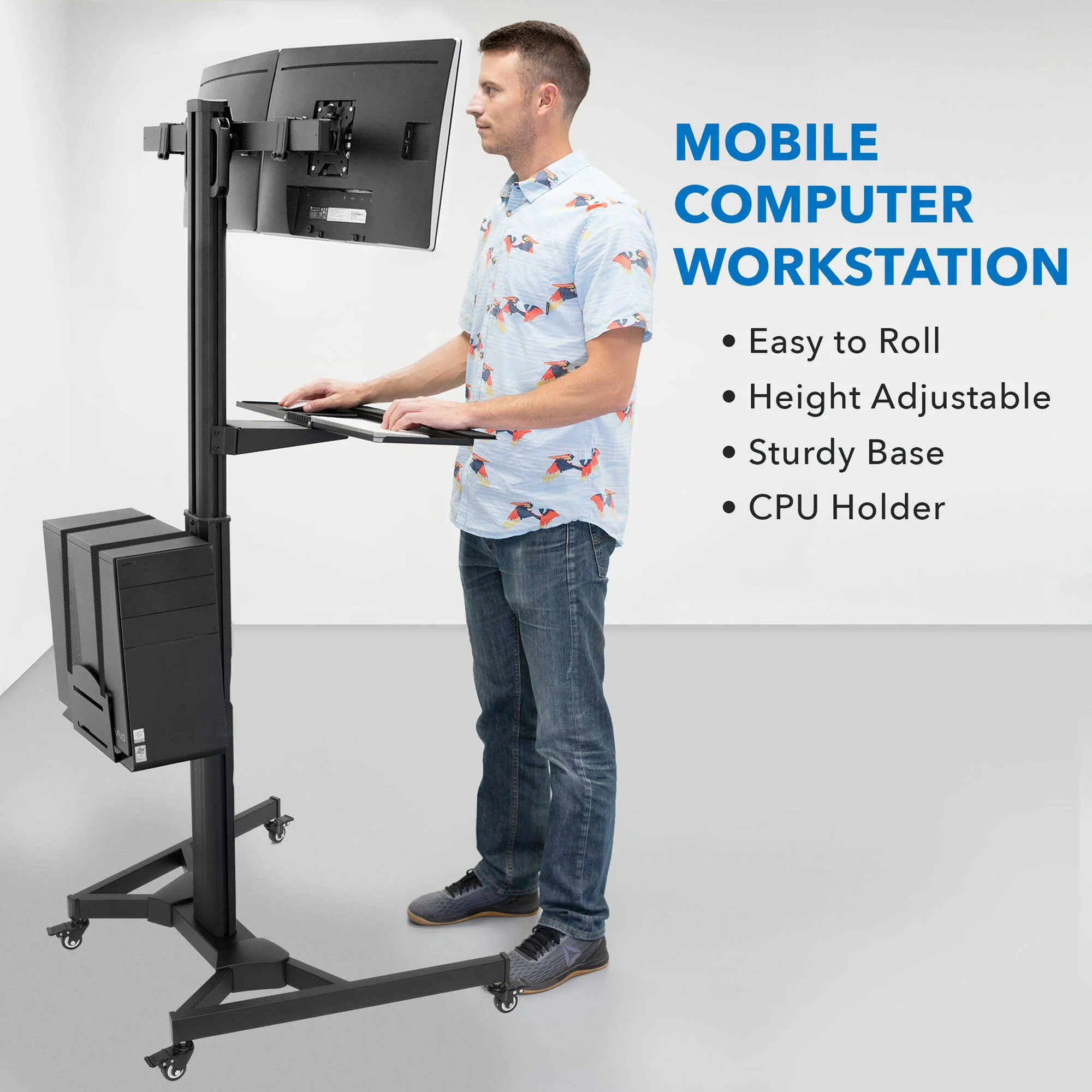 Mount-It! Mobile PC Workstation for Dual Monitors - Image 3
